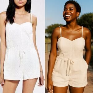 Jack by BB Dakota O'Hara Womens Waist Tie Embroidered Romper White Sz 0 Coquette